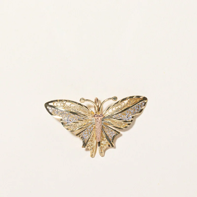 hammered gold signet ring 10k Multi Tone Gold Butterfly Pendant