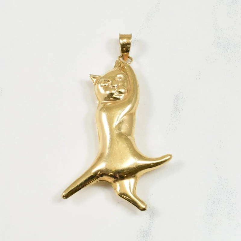 pearl and silver bracelet 10k Yellow Gold Cat Pendant