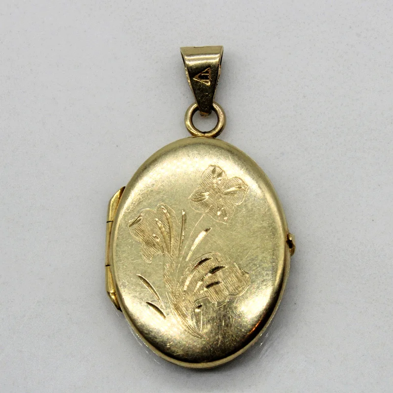 gold heart-shaped pendant necklace 10k Yellow Gold Floral Locket