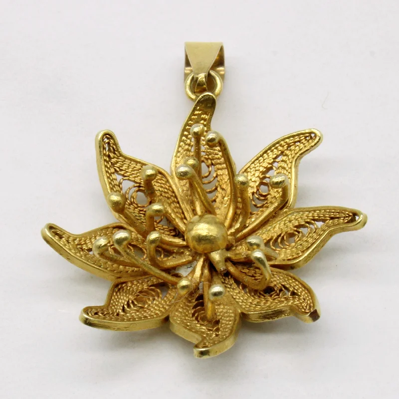 handmade gold nugget ring 10k Yellow Gold Floral Pendant