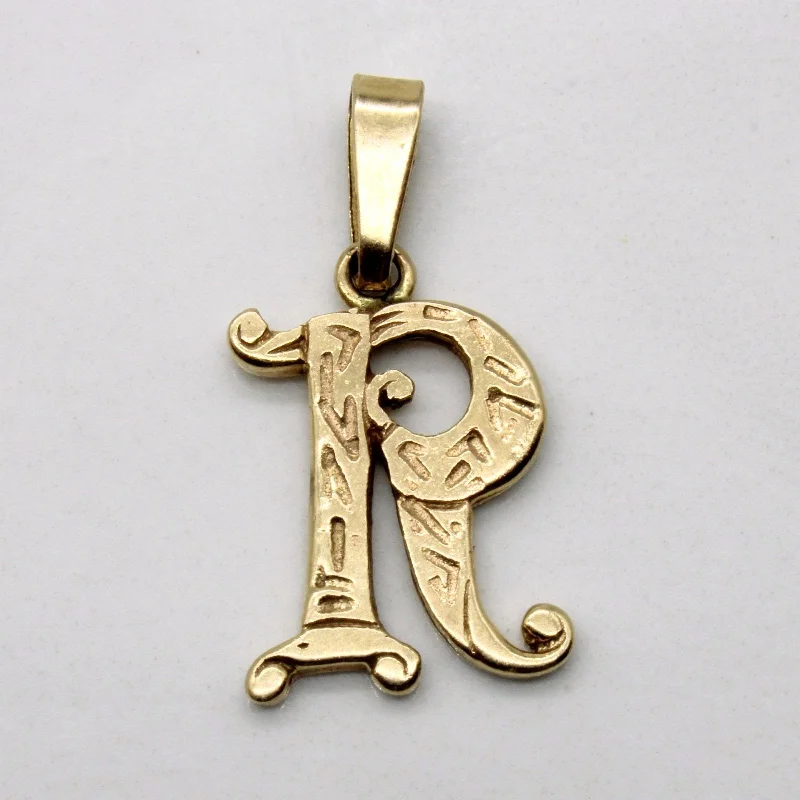 handcrafted silver cross pendant 10k Yellow Gold 'R' Pendant