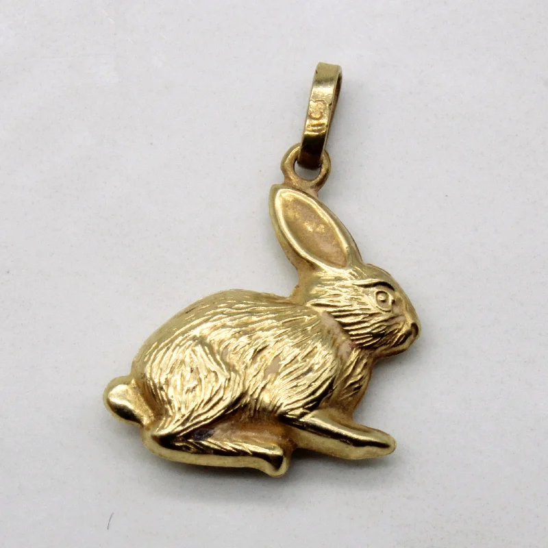 delicate floral wedding band 10k Yellow Gold Rabbit Pendant