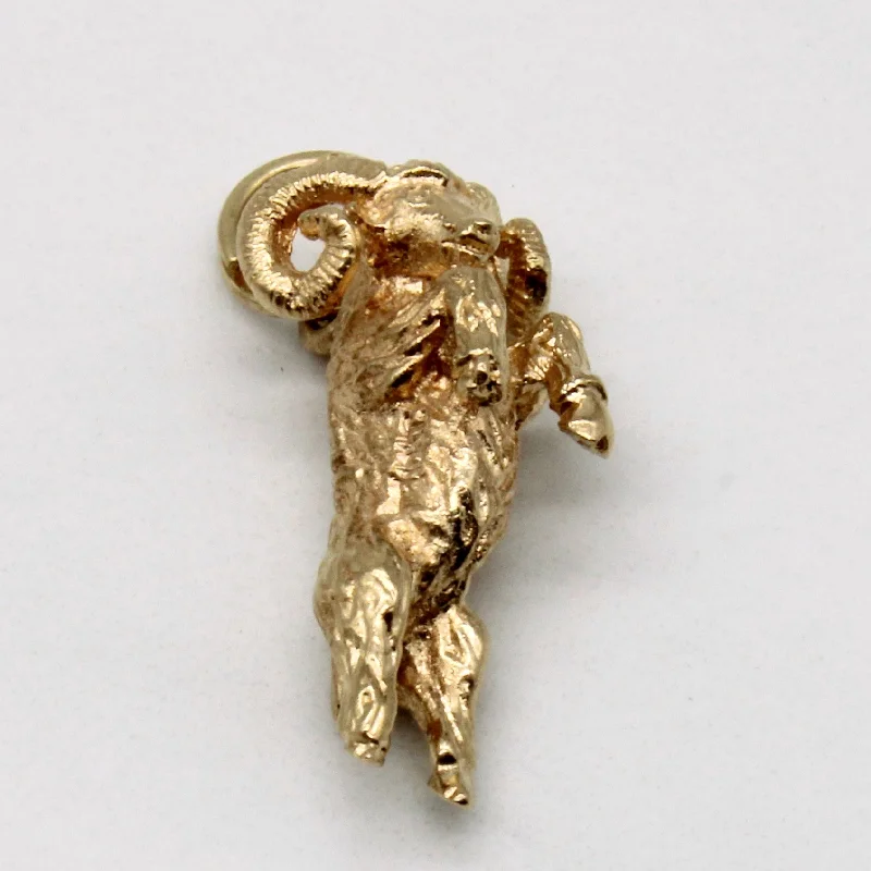 round cut diamond engagement ring 10k Yellow Gold Ram Pendant