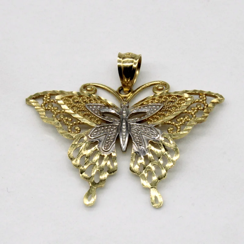 real opal ring for women 14k Two Tone Gold Butterfly Pendant