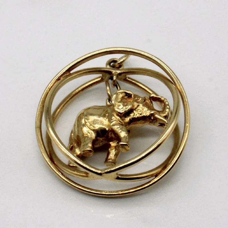 gothic skull ring for men 14k Yellow Gold Elephant Pendant