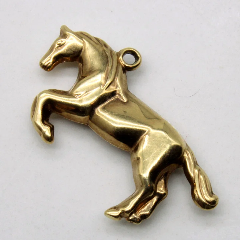 black pearl earrings classic 14k Yellow Gold Horse Pendant