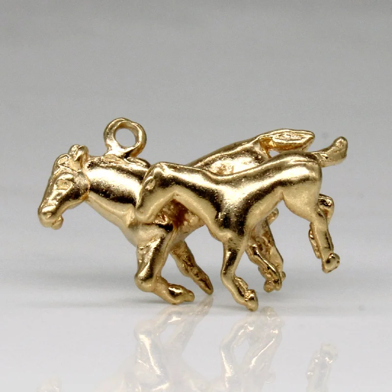 colorful gemstone engagement ring 14k Yellow Gold Horse Pendant