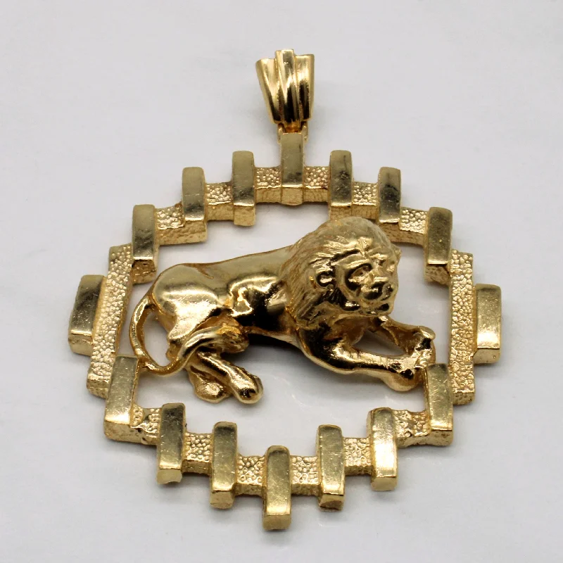 handmade gemstone anklet boho 14k Yellow Gold Lion Pendant