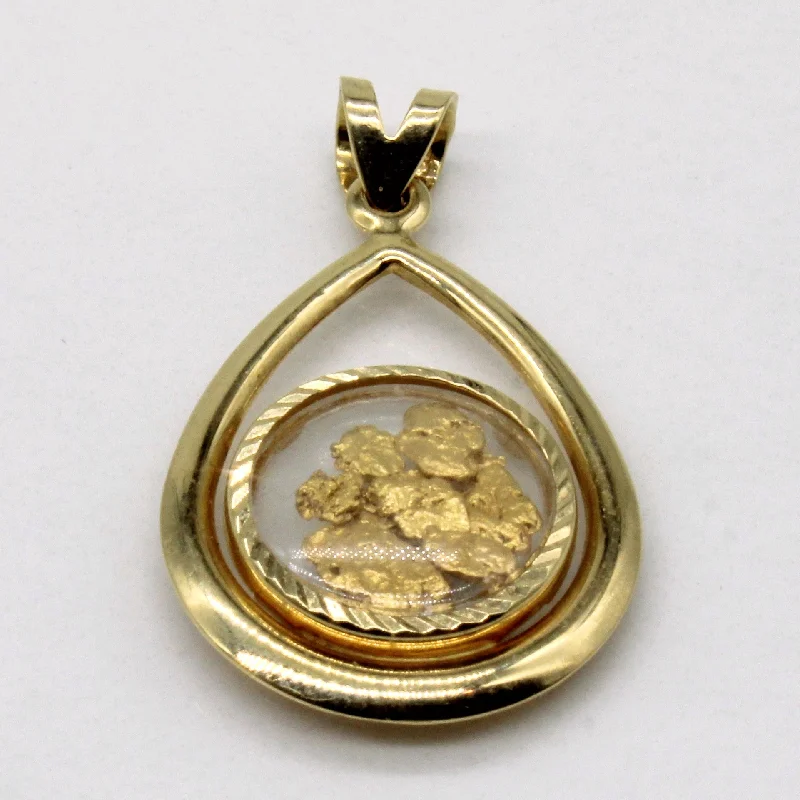 dainty gold chain earrings 14k Yellow Gold Nugget Pendant