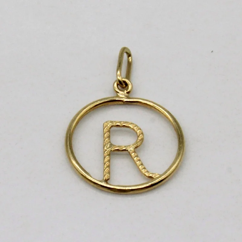 classic wedding set with diamonds 16k Yellow Gold 'R' Pendant
