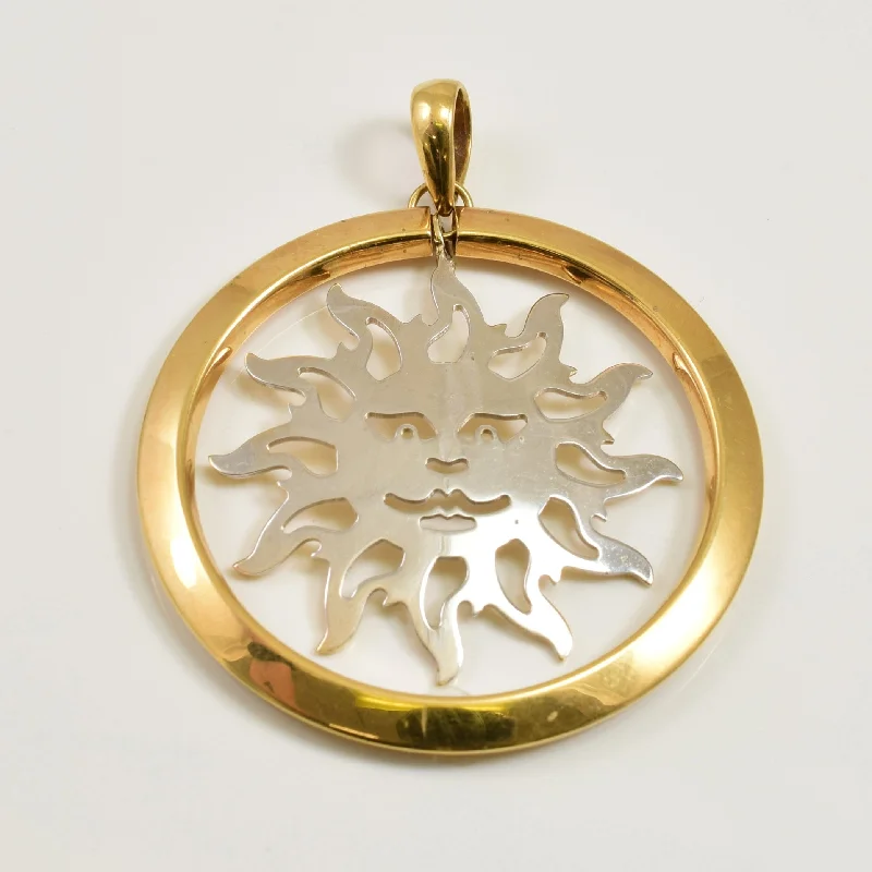 gemstone teardrop earrings 18k Two Tone Sun Pendant |