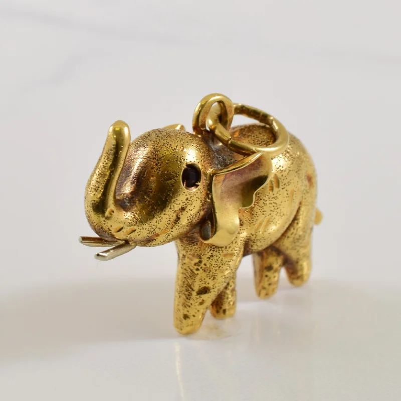 minimalist gold bracelet thin 19k Yellow Gold Elephant Pendant | 0.06ctw |