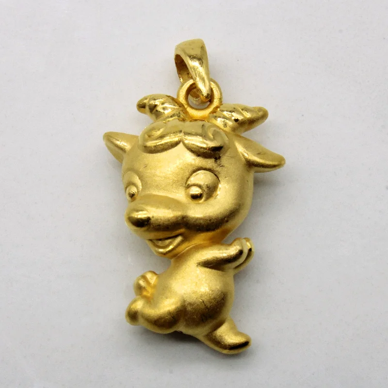 vintage Victorian brooch pin 24k Yellow Gold Deer Pendant