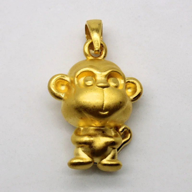 vintage marcasite brooch floral 24k Yellow Gold Monkey Pendant