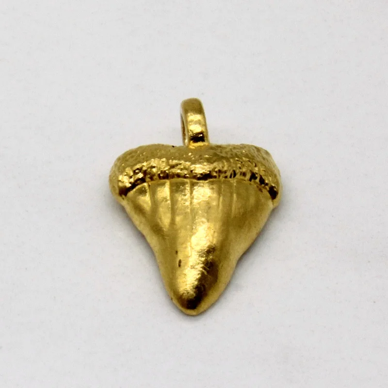 handcrafted gemstone pendant 24k Yellow Gold Shark Tooth Pendant
