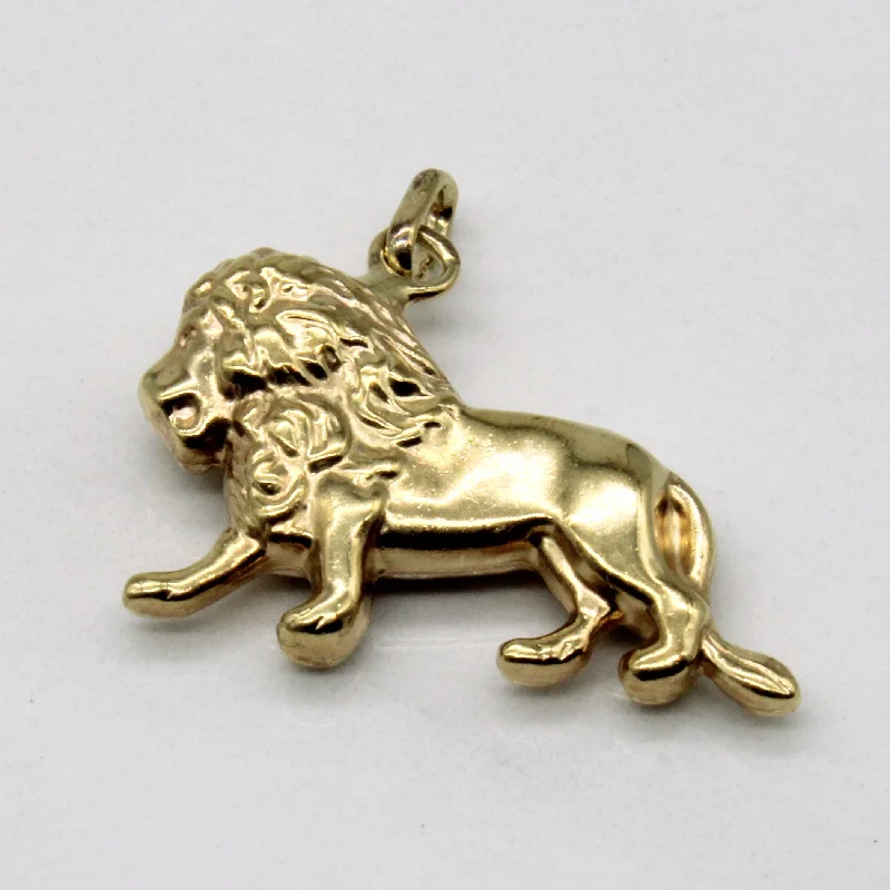 tiny opal stud earrings 9k Yellow Gold Lion Pendant