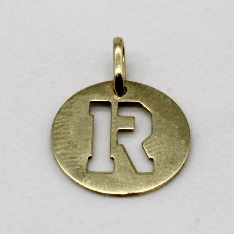 silver moon phase pendant 9k Yellow Gold 'R' Pendant