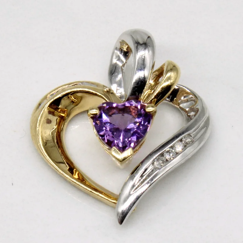 Amethyst & Diamond Heart Pendant | 0.55ct, 0.07ctw |