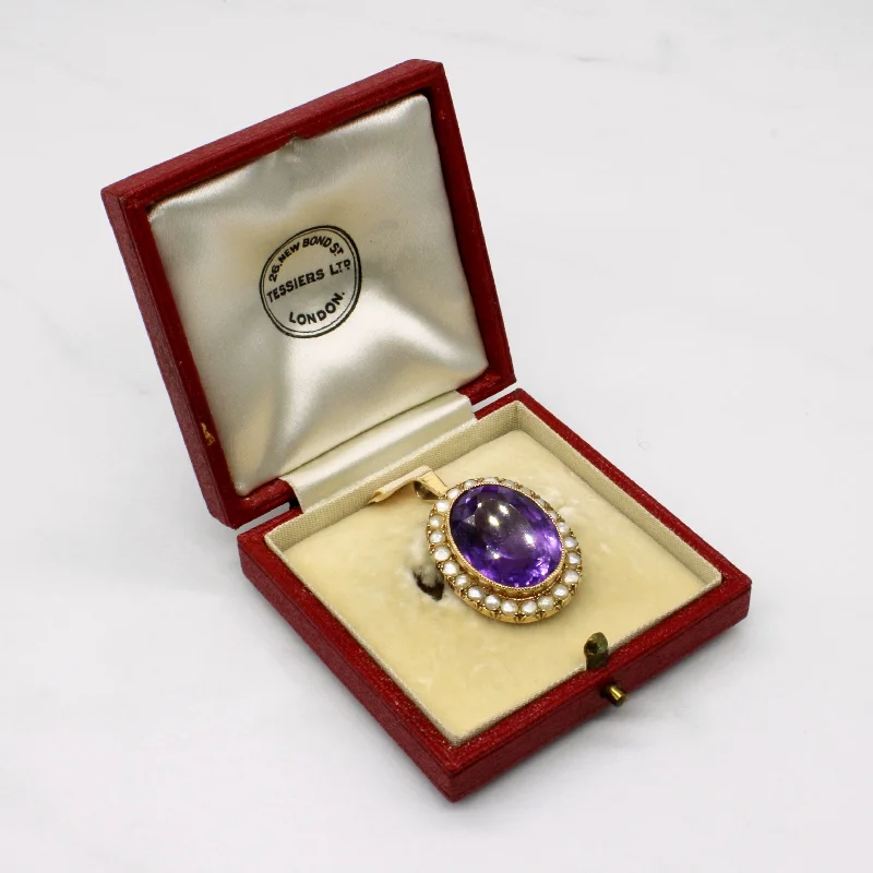 handmade braided anklet Halo Set Amethyst & Pearl Pendant | 16.00ct |