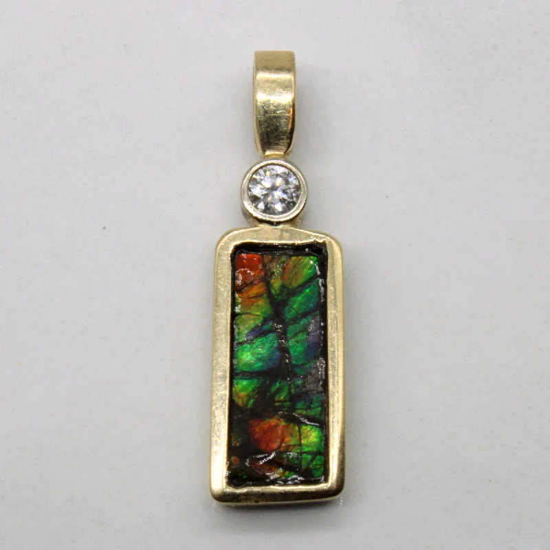 handcrafted gemstone toe ring Ammolite & Diamond Pendant | 0.55ct, 0.10ct |