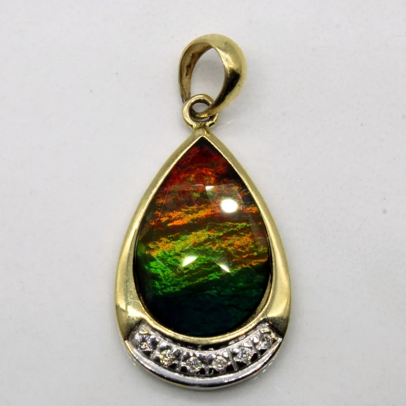 modern hexagon stud earrings Ammolite & Diamond Pendant | 1.40ct, 0.03ctw |