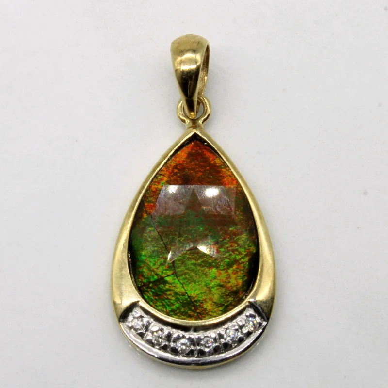 raw crystal cuff bracelet Ammolite & Diamond Pendant | 2.00ct, 0.03ctw |