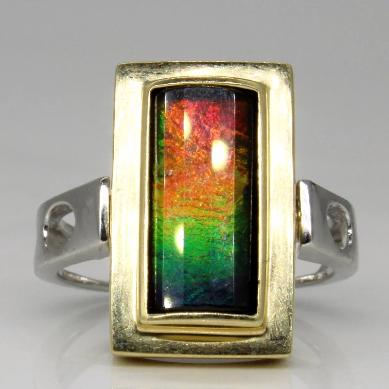 vintage-inspired gold locket Ammolite Ring/Pendant | 1.80ct | SZ 6.5 |