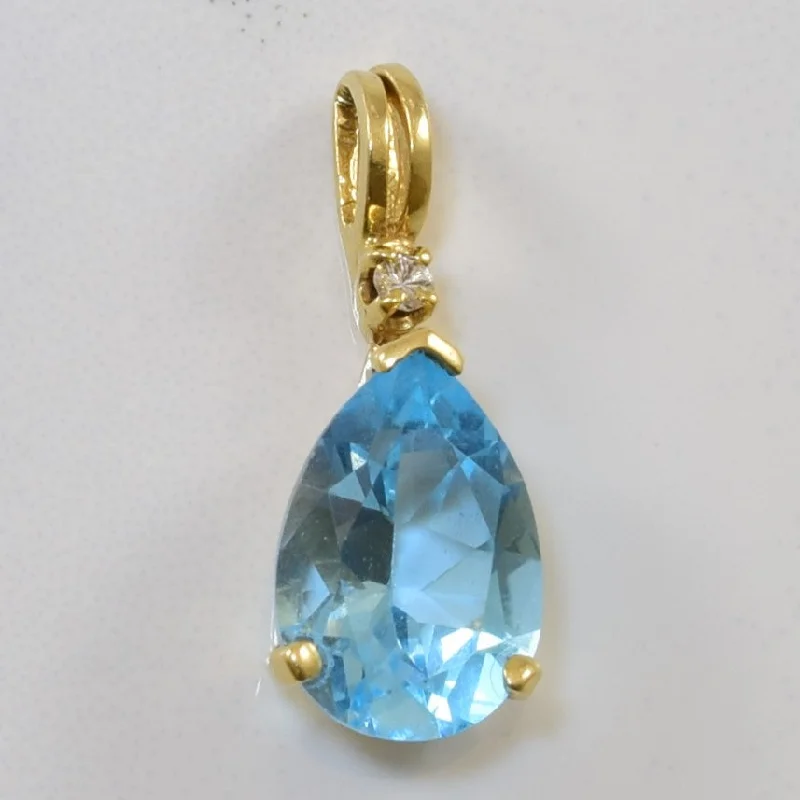 real opal engagement ring Blue Topaz & Diamond Drop Pendant | 2.33ct, 0.02ct |