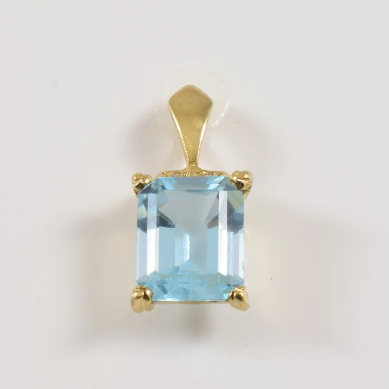 delicate chain necklace gold Blue Topaz & Diamond Pendant | 2.80ct, 0.02ctw |