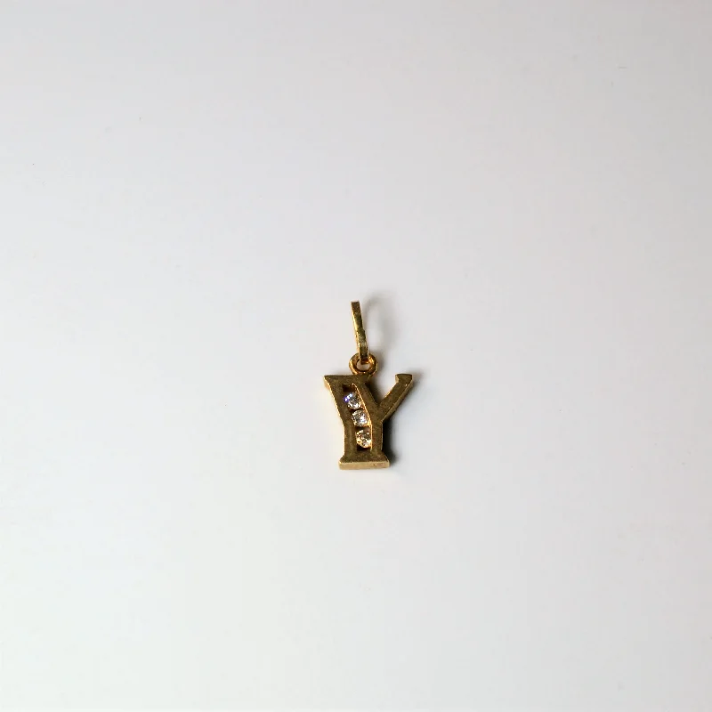 personalized couple’s bracelet engraved Channel Diamond Y Letter Pendant | 0.03ctw |