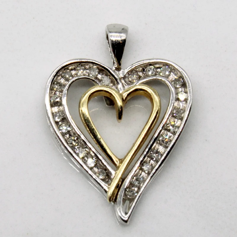delicate marquise diamond band Channel Set Diamond Heart Pendant | 0.10ctw |