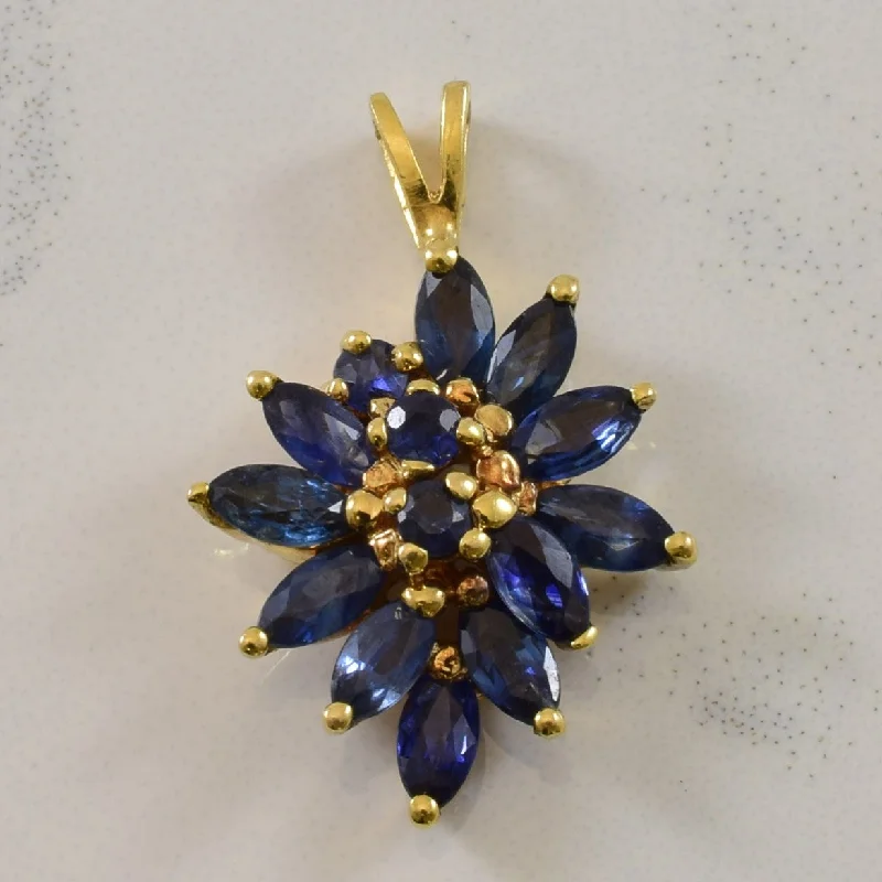 personalized couple’s keychain pendant Cluster Burst Sapphire Pendant | 0.80ctw |