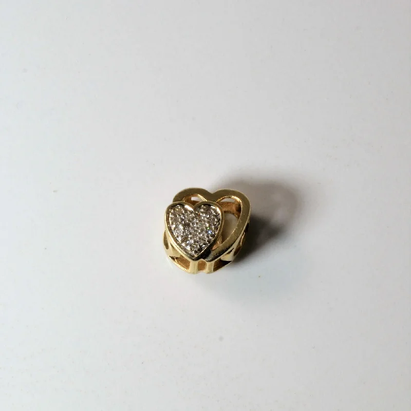 personalized couples ring engraved Pave Diamond Heart Pendant | 0.06ctw |