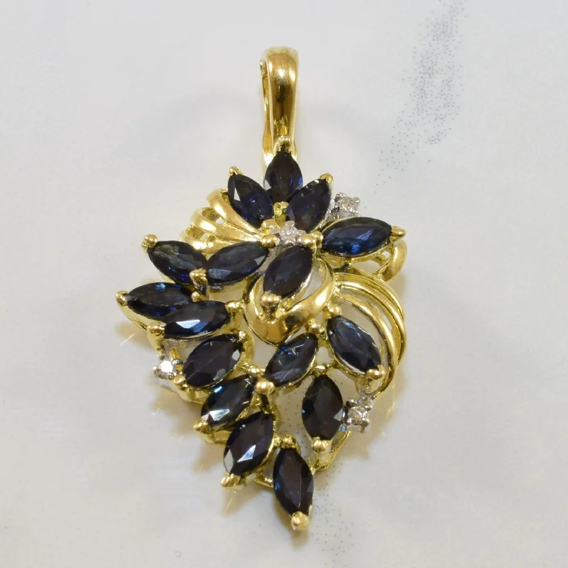 gold engagement ring vintage Floral Sapphire Swirl Pendant | 0.03ctw, 2.40ctw |