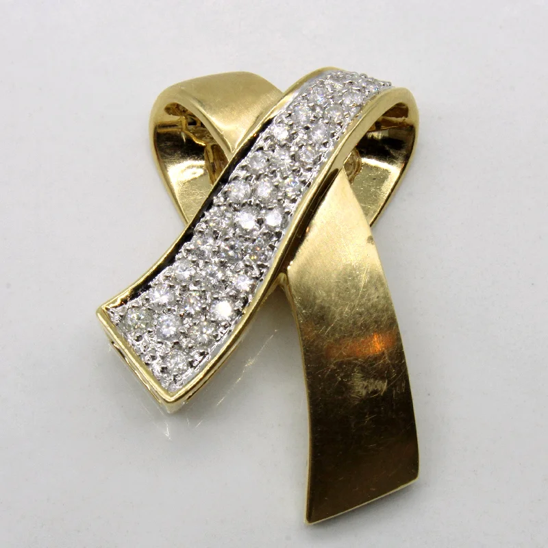 simple gold bar stud earrings Diamond Bow Pendant | 0.35ctw |