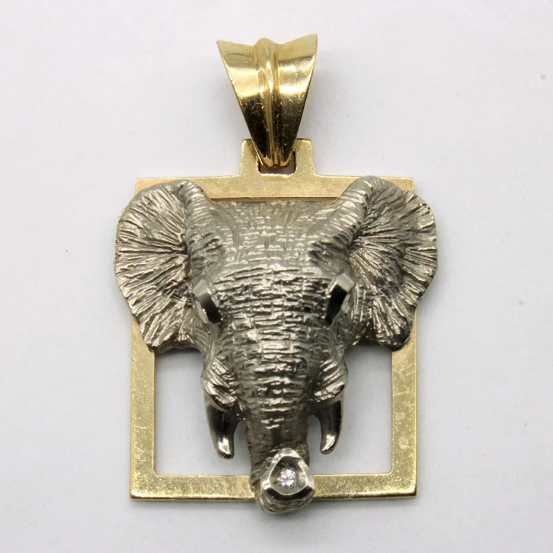 handcrafted sterling silver necklace Framed Diamond Elephant Pendant | 0.02ctw |