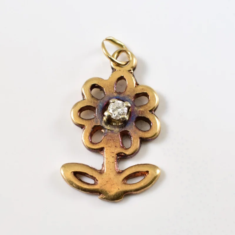 pearl and gold chain earrings Diamond Flower Pendant | 0.03ct |