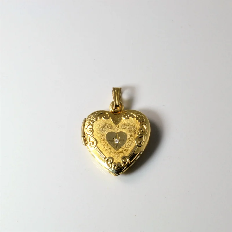 chunky gold chain necklace Yellow Gold Diamond Heart Locket | 0.01ct |