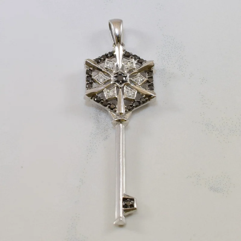 handcrafted turquoise necklace Black & White Diamond Key Pendant | 0.25ctw |