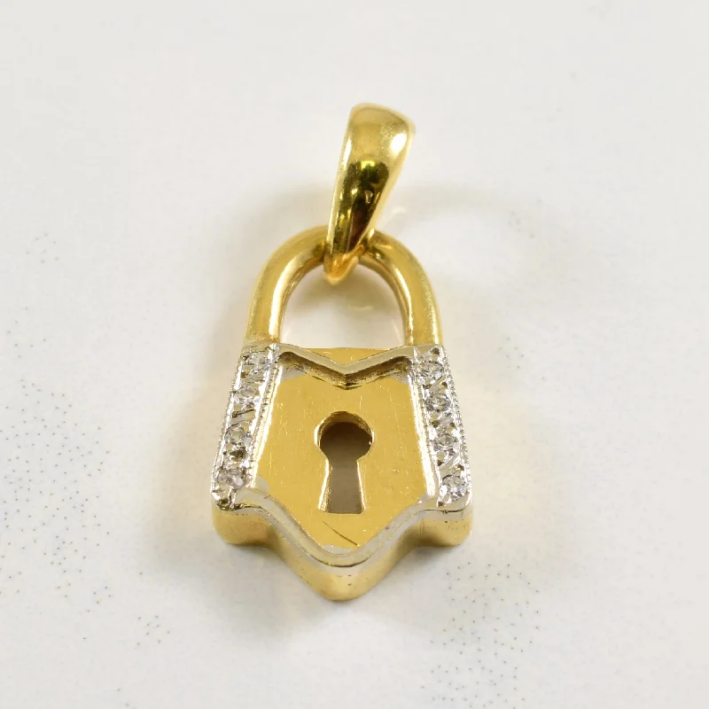 black and gold wedding band Diamond Lock Pendant | 0.04ctw |