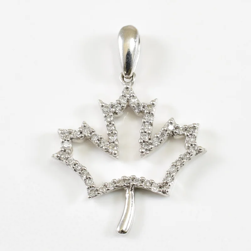 silver hoop earrings small Diamond Maple Leaf Pendant | 0.15ctw |