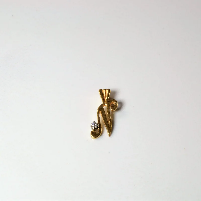 rose gold cubic zirconia earrings Diamond Letter 'N' Pendant | 0.01ct |