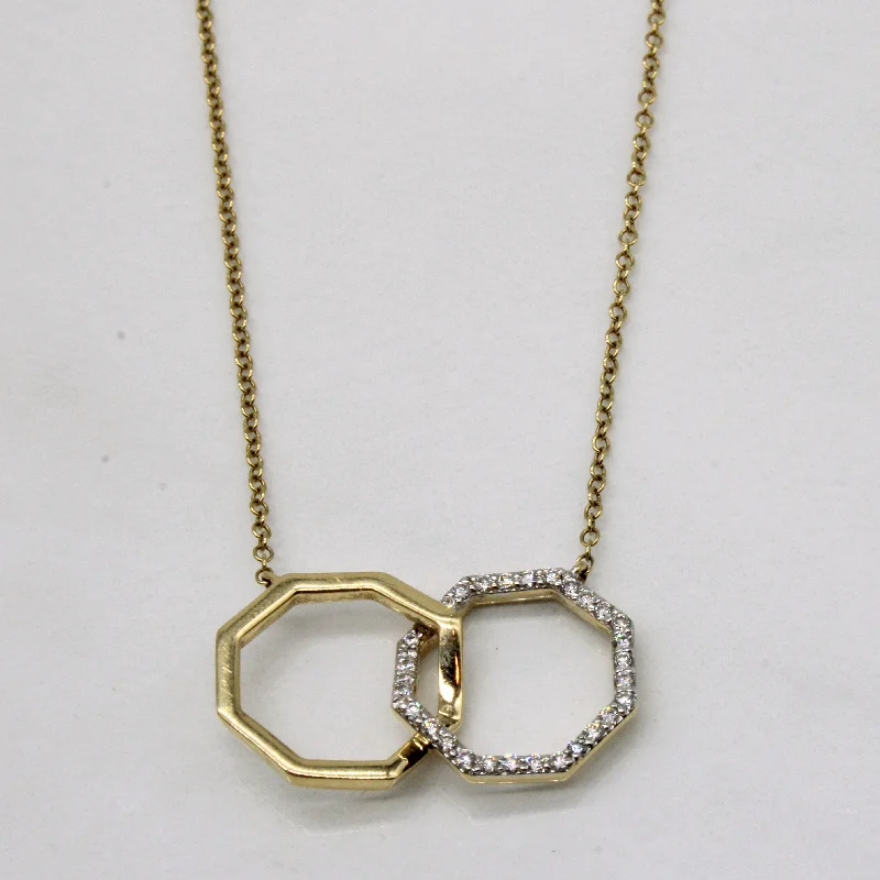 tiny gold huggie hoops Hexagon Infinity Diamond Pendant & Necklace | 0.15ctw | 18" |