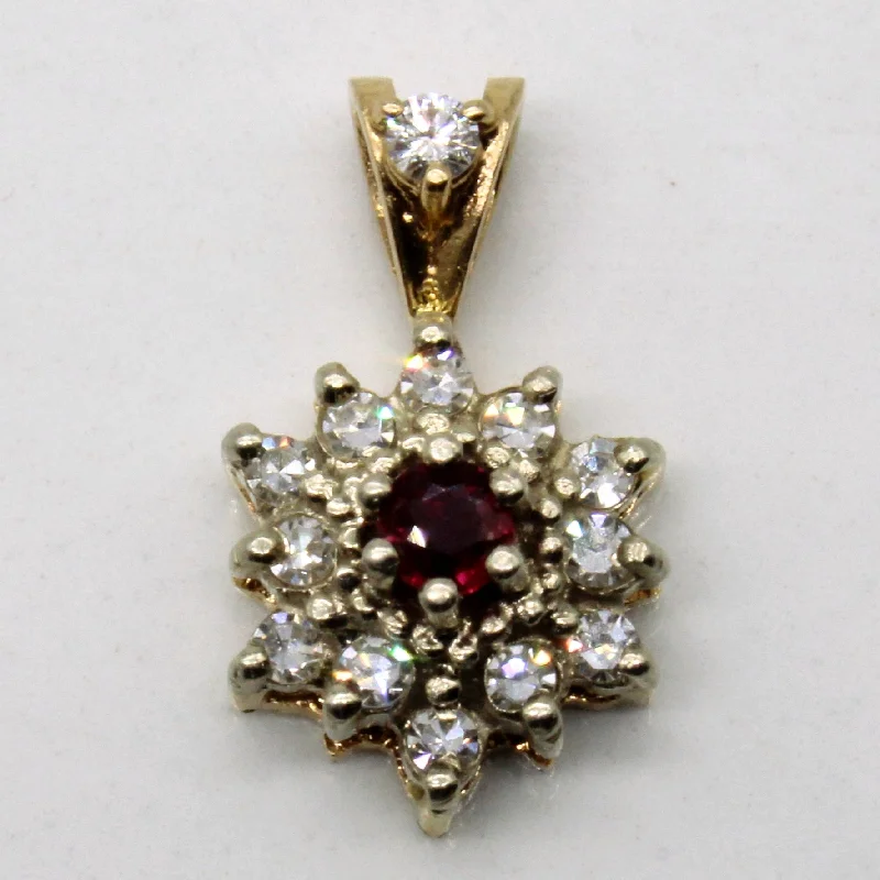 personalized zodiac birthstone necklace Diamond & Ruby Pendant | 0.15ctw, 0.10ct |