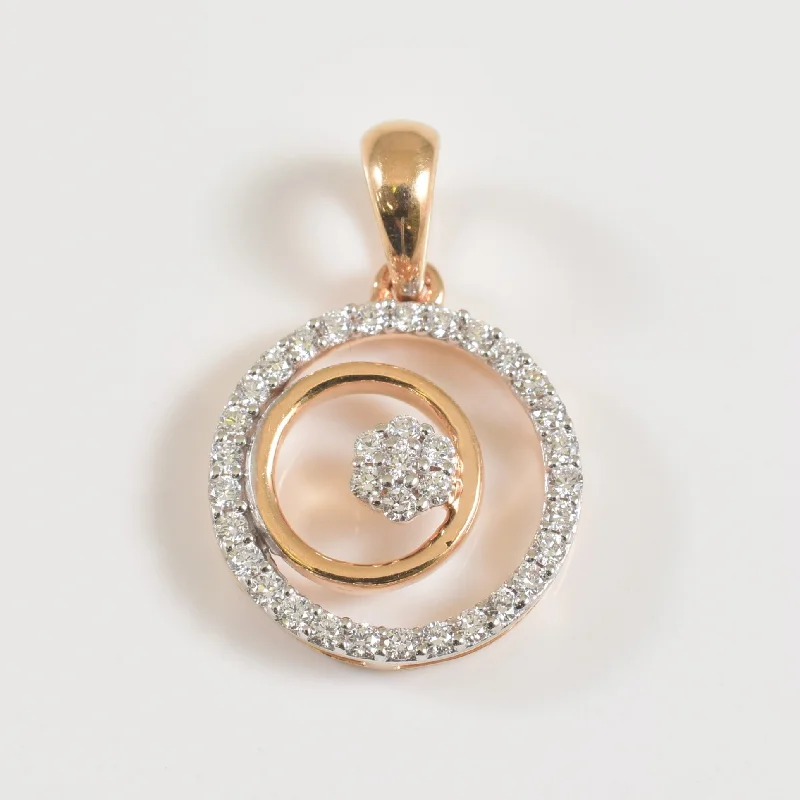modern geometric earrings gold Dual Circle Diamond Pendant | 0.18ctw |