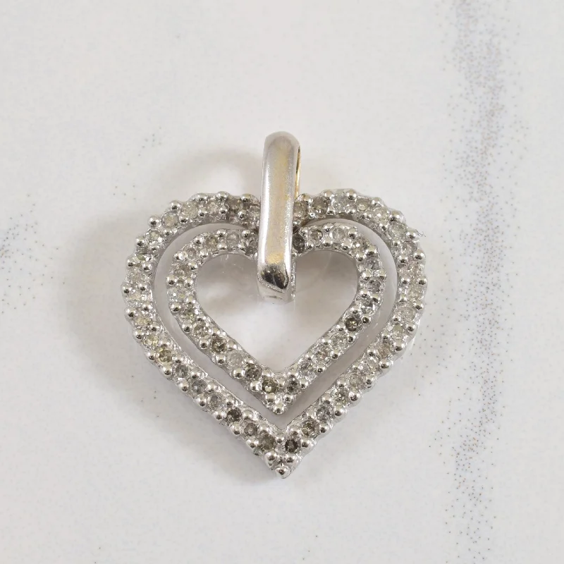 sterling silver angel wing pendant Dual Heart Diamond Pendant | 0.20ctw |