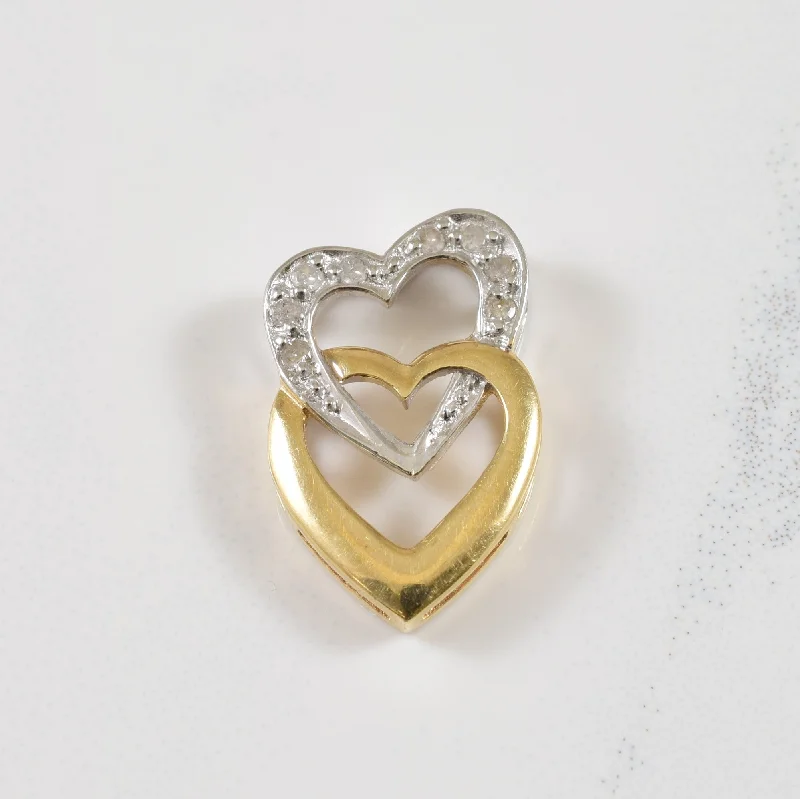 butterfly pendant necklace delicate Dual Heart Two Tone Diamond Pendant | 0.04ctw |