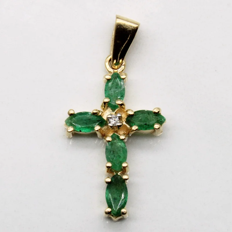 men’s black titanium ring Marquise Emerald & Diamond Cross Pendant | 0.25ctw, 0.01ct |