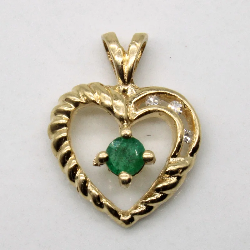 gold mesh bangle bracelet Emerald & Diamond Heart Pendant | 0.11ct, 0.02ctw |