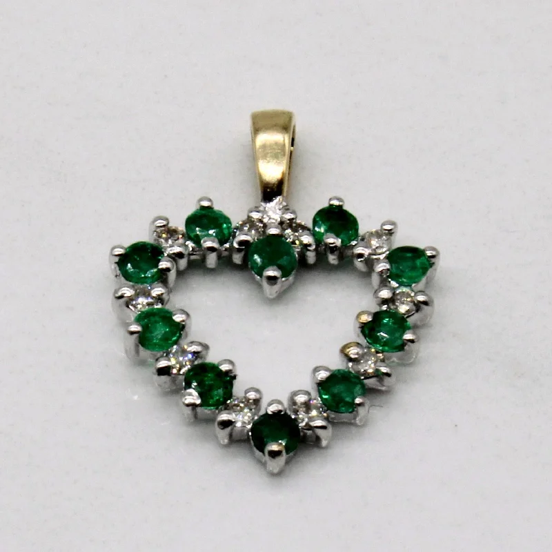 silver Celtic knot necklace Emerald & Diamond Heart Pendant | 0.22ctw, 0.10ctw |